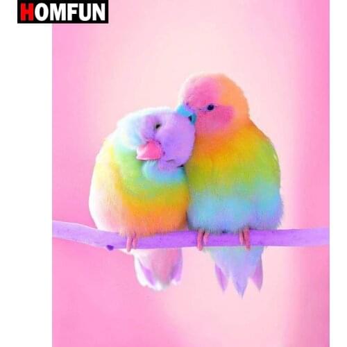 HOMFUN Full Square/Round Drill 5D DIY Diamond Painting "Colored bird love" Embroidery Cross Stitch 3D Home Decor Gift A10314