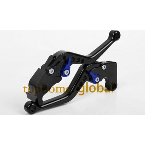 For Yamaha YZF R6 1999 - 2004 Short Black Handlebar CNC Clutch Brake Levers 2000 2001 2002 2003 black levers with blue adjustor