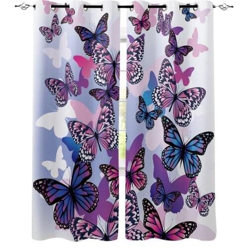 Color Butterfly Beautiful Window Curtains Home Decor Living Room Curtains Kitchen Drapes Panel Curtains for Bedroom