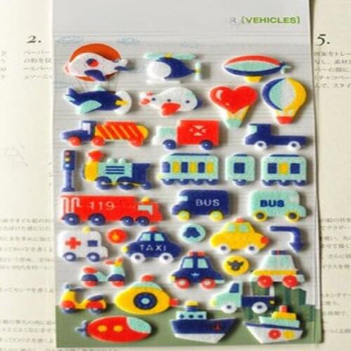 Pretty Cartoon Bus Plane Train Printed Felt Sticker DIY Nonwoven Felt Fabric