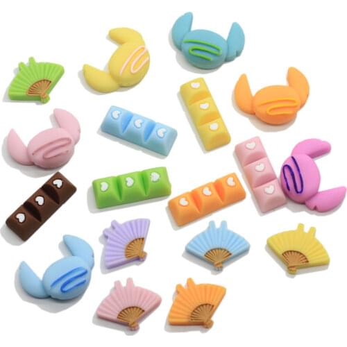Cute Resin Fan Heart Shape Chocalate Tiny Crab Caookies Flatback Cabochons for Drop Earrings Hair Clips Making Art & Collectible
