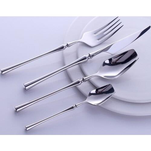Portable Cutlery Set Travel 24pcs 304 Stainless Steel Dinnerware Set With Luxury Handle Knife Fork Dinner Tableware Set