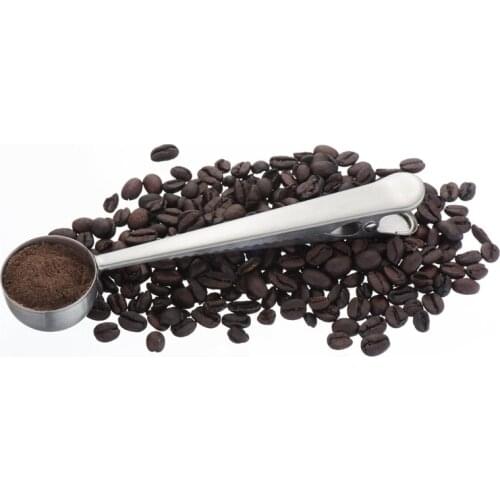 Stainless Steel Silver Coffee Scoops Bag Seal Clip Milk Powder Flesh Espresso Tea Scoop Ice Cream Spoon Barista Cooking Tools