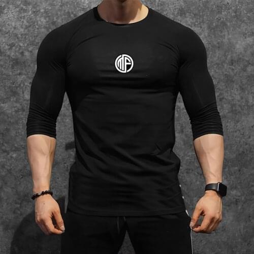 New Mens Workout Autumn and Winter Bodybuilding Fitness Long Sleeve T-shirt Breathable Casual Fashion Trend Slim Sports T Shirt