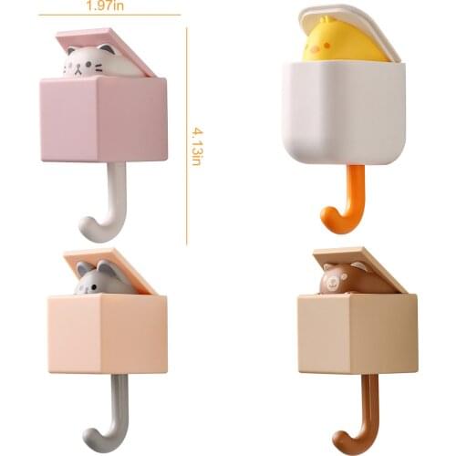 2021 New Creative Cat Hook Cute Seamless Dormitory Bedroom Door Hangers Hooks Key Umbrella Towel Cap Coat Rack Wall Decoration