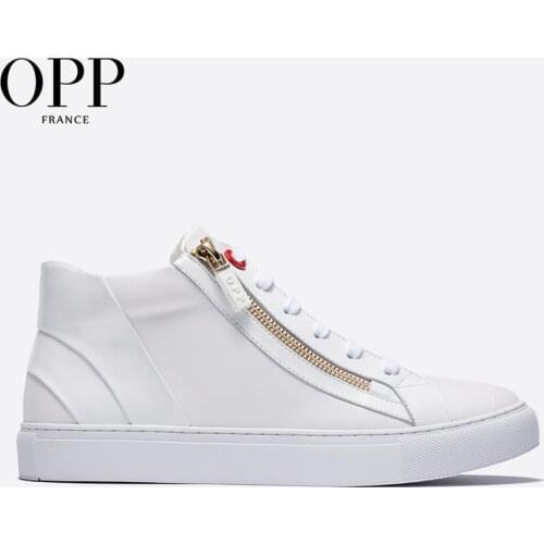 OPP Mens Shoes Zip Breathable Leather Mixed Color Shoes Hip-hop Casual Mens Skate Shoes Zipper Boots