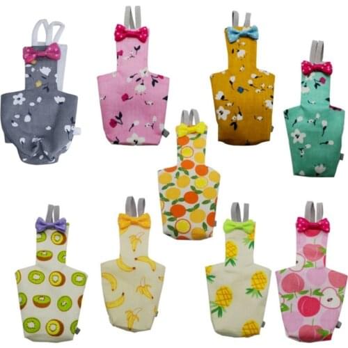 Parrot Diaper with Bowtie Cute Colorful Fruit Floral Cockatiel Pigeons Small Medium Large Pet Birds Flight Suit Clothes Washable