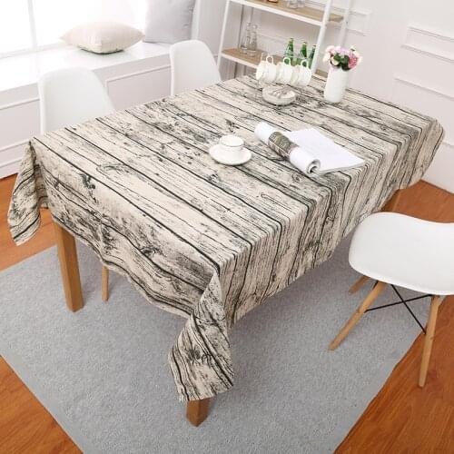 Wood Image Printed Table Cloth Simple Cotton Linen Tablecloth for Kitchen Home Decor Classic Dining Table Cover