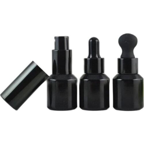 15ML Black Glass Lotion Botle Empty DIY Spray Refillable Bottle High Class Essential Oil Container Dropper Bottle 30pcs/lot
