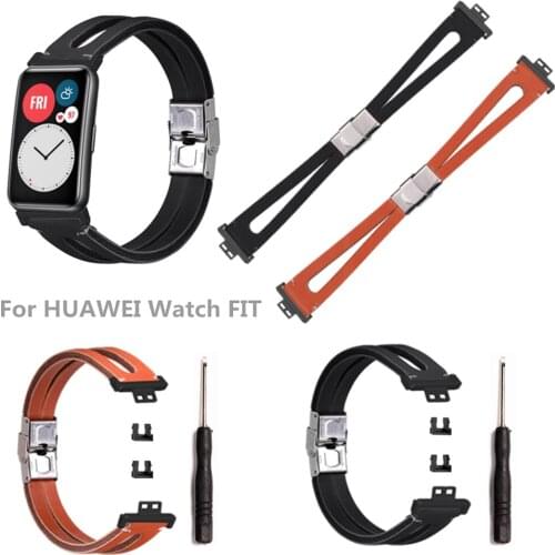 New Retro Leather Replace Wristbands With Tool For Huawei Watch FIT Leather Watchbands Fashion Men Women Watch Accessories