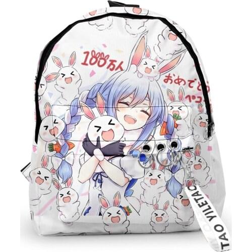 2021 Usada Pekora hololive Hip hop Men Women Backpack Fabric Oxford hanging buckle Style Girls Child School bag Travel Backpack