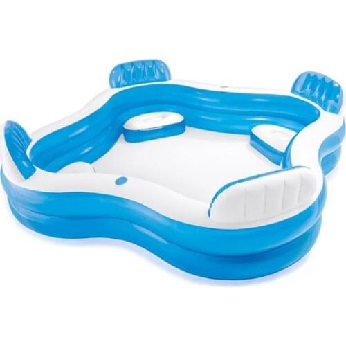 229cm Large 4 Person Inflatable Family Pool with Backrests Seats Yard Garden Outdoor Family Swimming Toys Pool