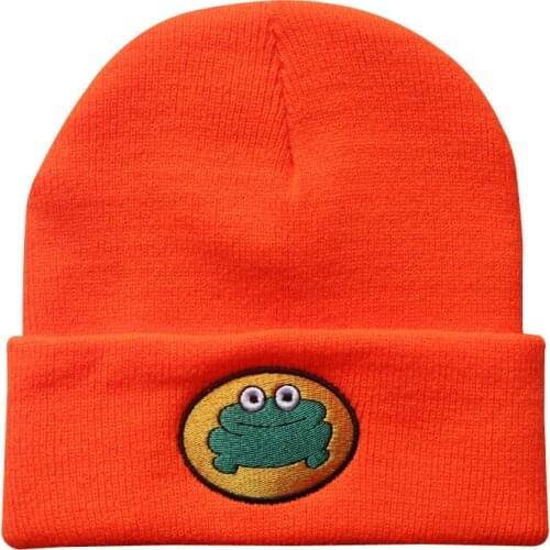 Parappa the Rapper Beanie Embroidery Winter Hat Cotton Frog Knitted Hat Skullies Beanies Hat Hip Hop Knit Cap Casual