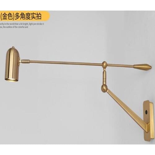 Nordic Led wall Lights Long pole background wall Lamps reading lamp retractable long arm rocker folding bedroom bedside lamp
