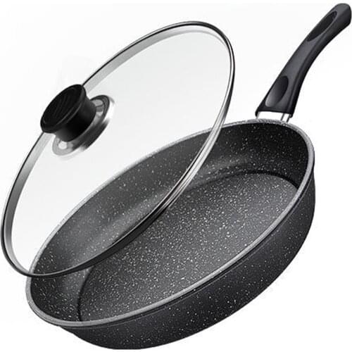 Schnesland Non-Stick Marble Frying Pan with Glass Lid Metal Alloy Skillet Wok Pan