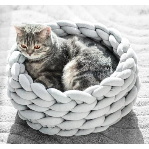 Warm Pet Cat Dog Soft Bed Sofa DIY Manual Pet Dog Sofa Dog House For Small Medium Dogs Cats Warm Pet Bed House Round Washable