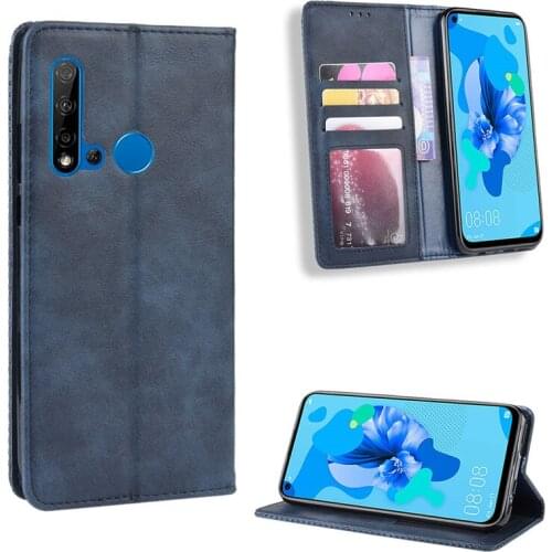 Retro Slim Leather Flip Cover Huawei Nova 5i Case Wallet Card Stand Magnetic Book Cover For Huawei Nova 5i Nova5i Phone Cases