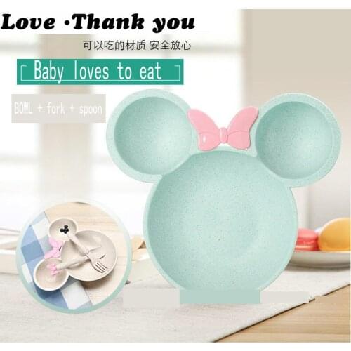 Cartoon fork, spoon, cute childrens fruit plate, cutlery Baby cartoon tableware