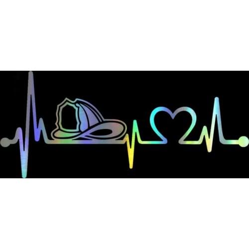 Car Sticker Vinyl 20.3cm*8.9cm Firefighter Fireman Helmet Heartbeat Lifeline Sticker On Car Funny Stickers 3D Decals Car Styling