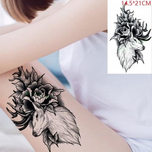 Waterproof Temporary Tattoo Sticker Deer Flower Horn Tatto Stickers Flash Tatoo Fake Tattoos for Men Women