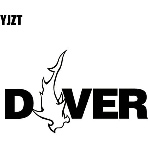 YJZT 14cm*8.2cm DIVER HAMMERHEAD SHARK Interesting Vinyl Car Sticker Decals Black Silver Accessories C11-0339