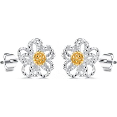 New Wholesale High Quality 925 Sterling Silver Earring Embellish CZ Crystal Flower Stud Earrings Bridal Jewelry For Women