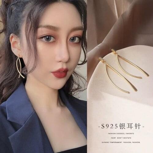 Cross elegant earrings female Korean temperament long section of red tassel earrings earrings