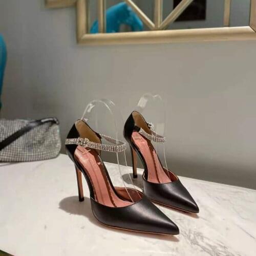 Womens Shoes Black Ursina Crystal-embellished Leather Pumps Wedding Party Paris Fashion