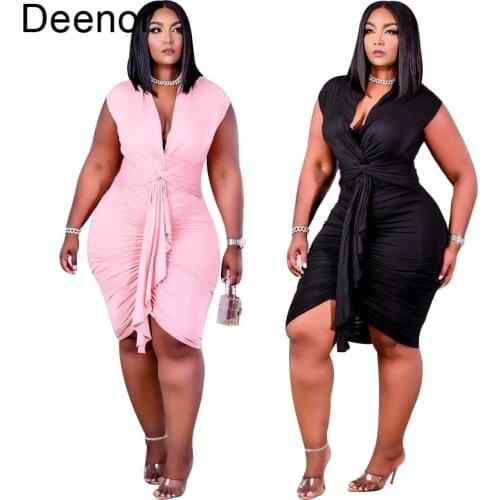 Deenor Plus Size Dress Lace Up Dress Sexy Tight Skirt with Buttocks Womens Tight-fitting Women Party Nightclub