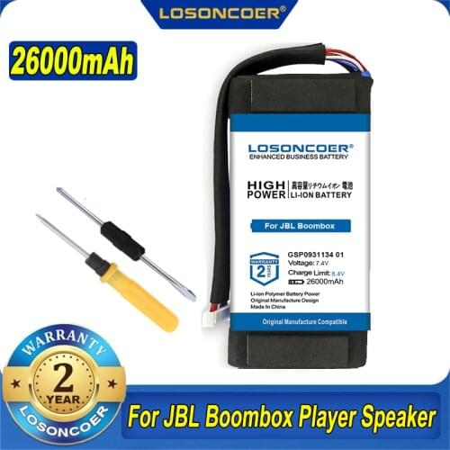 100% Original LOSONCOER GSP0931134 01 26000mAh Battery For JBL Boombox Player Speaker Bluetooth