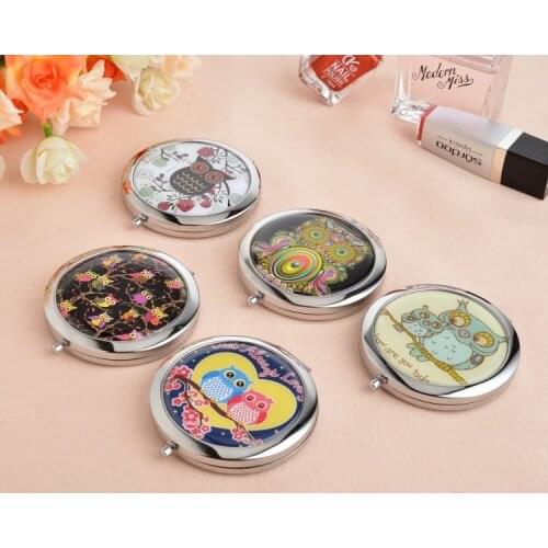 100pcs/lot New Korean owl Epoxy makeup mirror sided mirror folding portable cosmetic wholesale custom LOGO wholesale