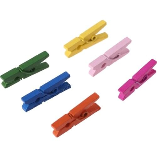 100Pcs Small Size 25mm Mini Natural Wooden Clips for Photo Paper Pegs Clothespin Craft Decoration School Office Supplies