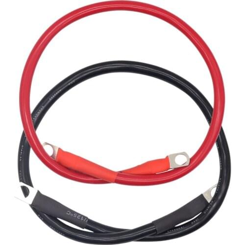 2 Foot 4 AWG Battery Cable Wire with 3/8 inch Ring Terminals Universal for Car Marine Boat ATV Lawn Mower