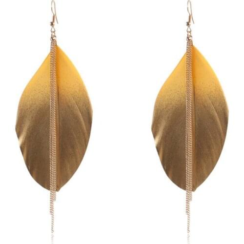 2021 Fashion Design Unique Big Leaf Earrings Bohemian Chain Dangle Drop Long Earrings For Women Sandy beach Jewelry Gift Eardrop