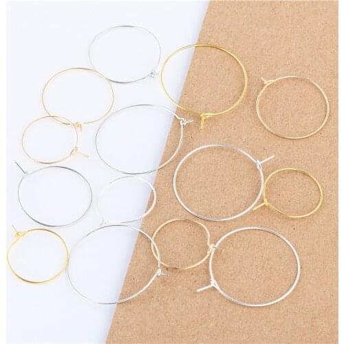 30Pcs 20 25 30 35 MM Round Hoops Earrings Big Circle Ear Wire Hoops Iron Earrings Wires For DIY Jewelry Making Supplies