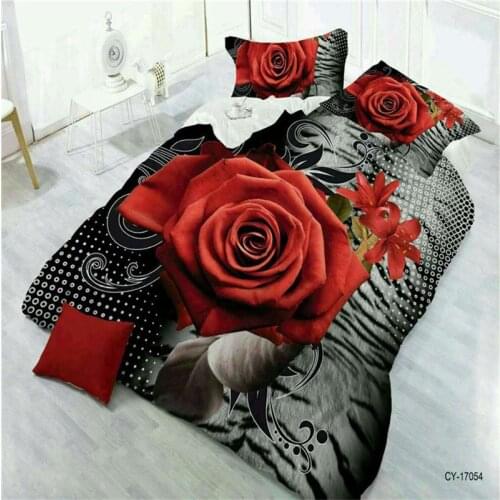 2018 new 4Pcs king size Luxury 3D Rose Bedding setS Red color Bedclothes Comforter Cover Set Bed sheet Pillowcase for wedding