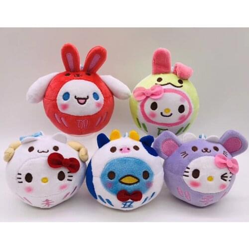 5pcs Kuromi Cinnamoroll Sanrio Plush My Melody Anime Cartoon Doll Strawberry Series Plush Toys For Girls Kids Toys Birthday Gift
