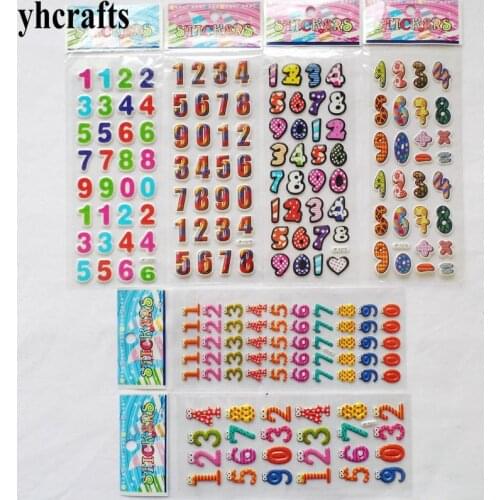 96sheets(3104PCS stickers) / LOT.Removable 0-9 numbers pvc sponge stickers Teach your own Self learning toys Early learning diy