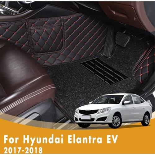 RHD Car Floor Mats For Hyundai Elantra EV 2018 2017 Double Layer Wire Loop Custom Foot Pads Car Accessories Styling Carpets Rug