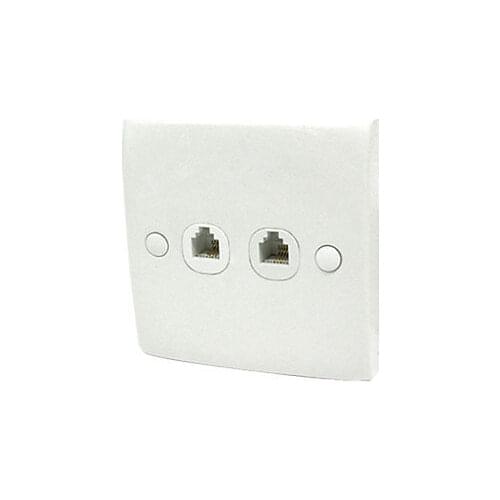 White 2-Gang Double RJ11 Phone Modular Jack Outlet Wall Plate