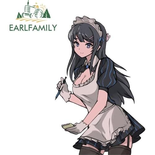 EARLFAMILY 13cm x 8.6cm For Mai Sakurajima Car Stickers Fashion Fine Decal Vinyl Car Wrap Waterproof Sunscreen Decoration