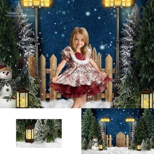 Snowy Christmas Backdrop Kids Photocall Photostudio Props Children Baby Portrait Winter Street Decor Photography Background