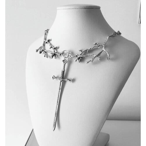 Viking Necklace Chain With Tree Branch Sword Pendant Goth Forest Jewelry Women Men Fashion Gifts Classic Charm Medieval New 2021