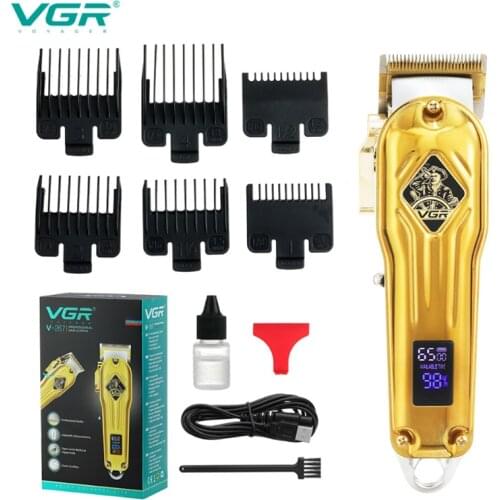 Ourwork hair clipper metal pusher electric professional barber new digital display electric push shear shaver v-267