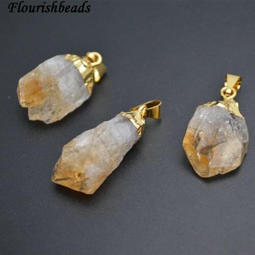 Cute Small Size Natural Citrine Yellow Crystal Quartz Rough Stone Nugget Pendant fit Necklace making