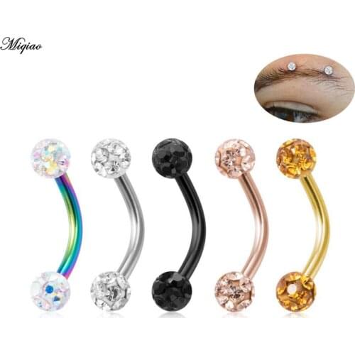Miqiao 1pc Shambhala Diamond Barbells Eyebrow Rings Piercing Surgical Steel Earring Body Piercing Jewelry 16G