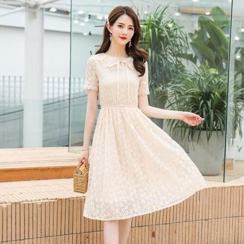 Fashion Summer Women Sweet Short Sleeve Ruffled Collar A-line Casual Chiffon Party Dress Women Vestido 4XL Plus Size