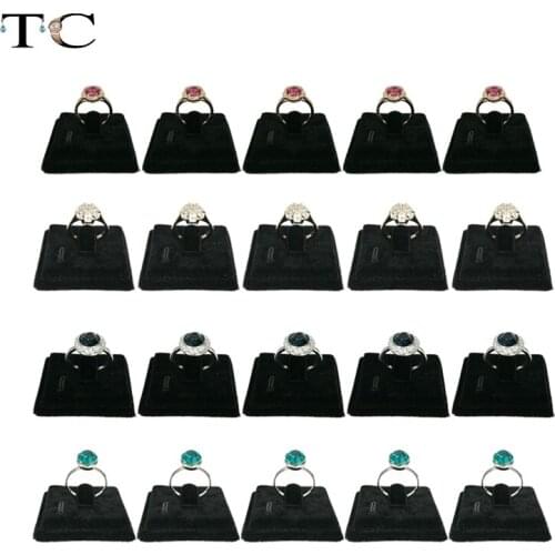 Wholesale 100pcs/lot ring display stand jewelry display black velvet ring holder rack mini jewelry display Rings Card