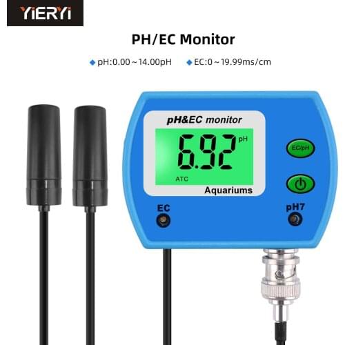 Professional 2 in 1 pH Meter EC meter for Aquarium Multi-parameter Water Quality Monitor Online pH / EC monitor Acidometer