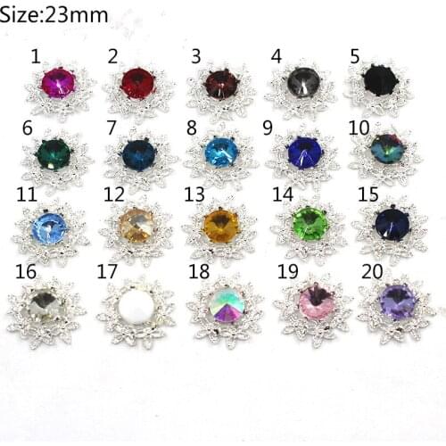 Hot Sale 10Pc 23mm Round Shape Colorful Acrlic Button Sewing Clothing Wedding Invitations Decorate Alloy Button Scrapbooking